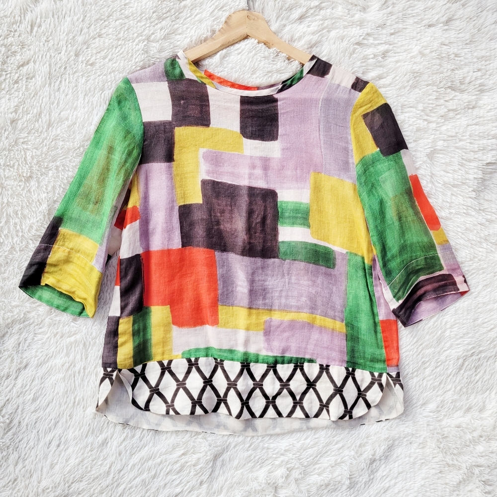 MaxMara Art To Wear‎ Colorblock Paint Print Top